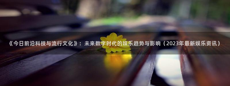 《今日前沿科技与流行文化》：未来数字时代